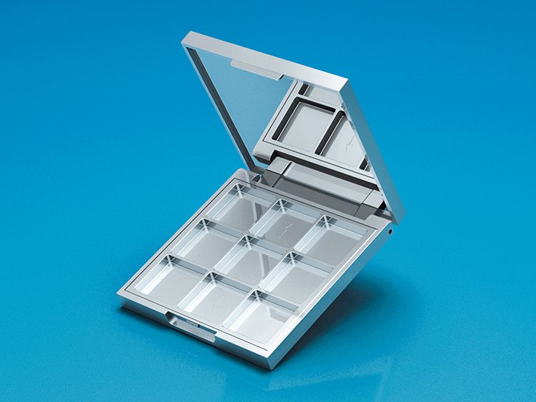 電鍍銀色空眼影盤注塑加工 電鍍銀色空眼影盤注塑加工